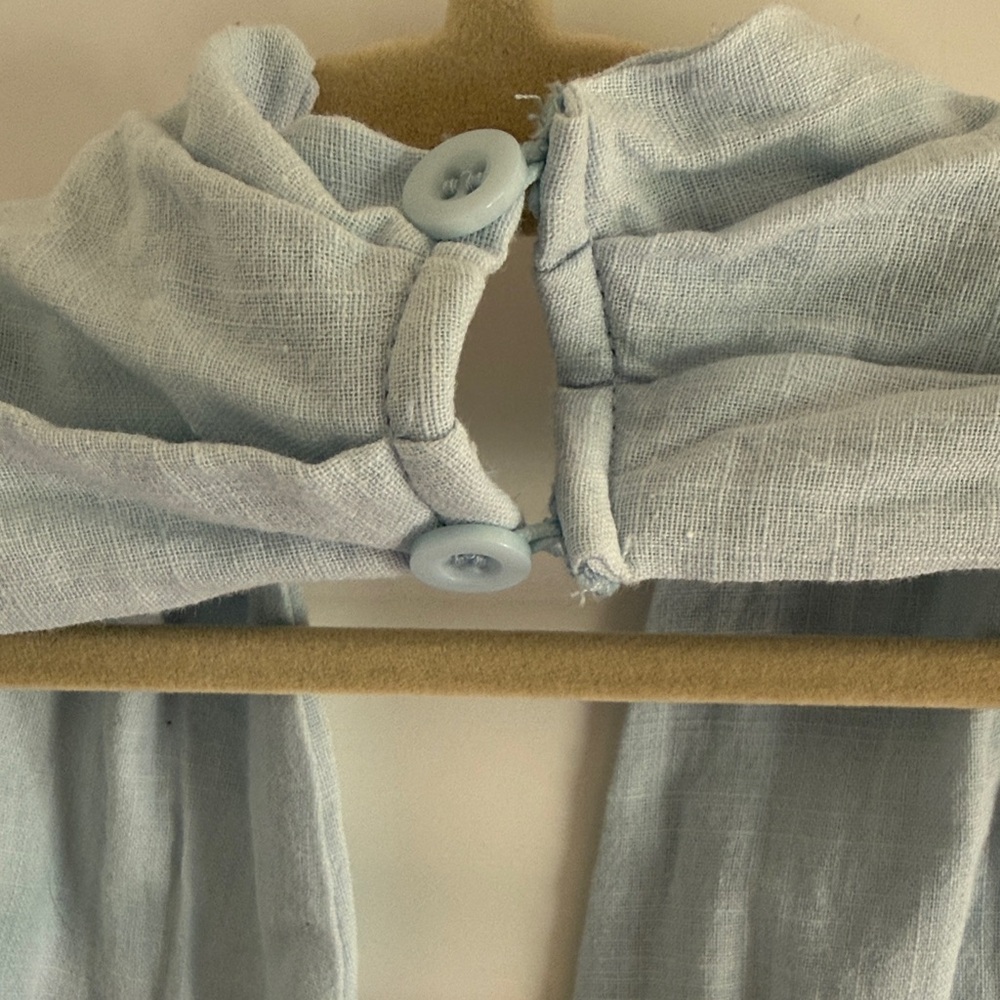 Petal & Pup Size Medium 100% Cotton Light Blue Halter Maxi Dress pockets - Picture 9 of 9